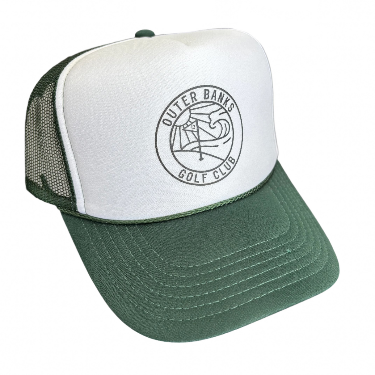 OBX GC Classic Trucker High Crown Snapback Hat-Hunter Green